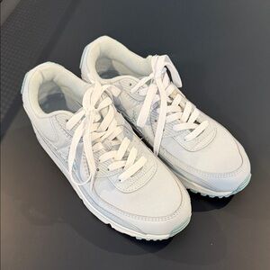 Nike White and Light Blue Women's Sneakers